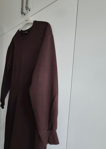 Kahverengi Uzun Kollu sweat elbise - Görsel 2