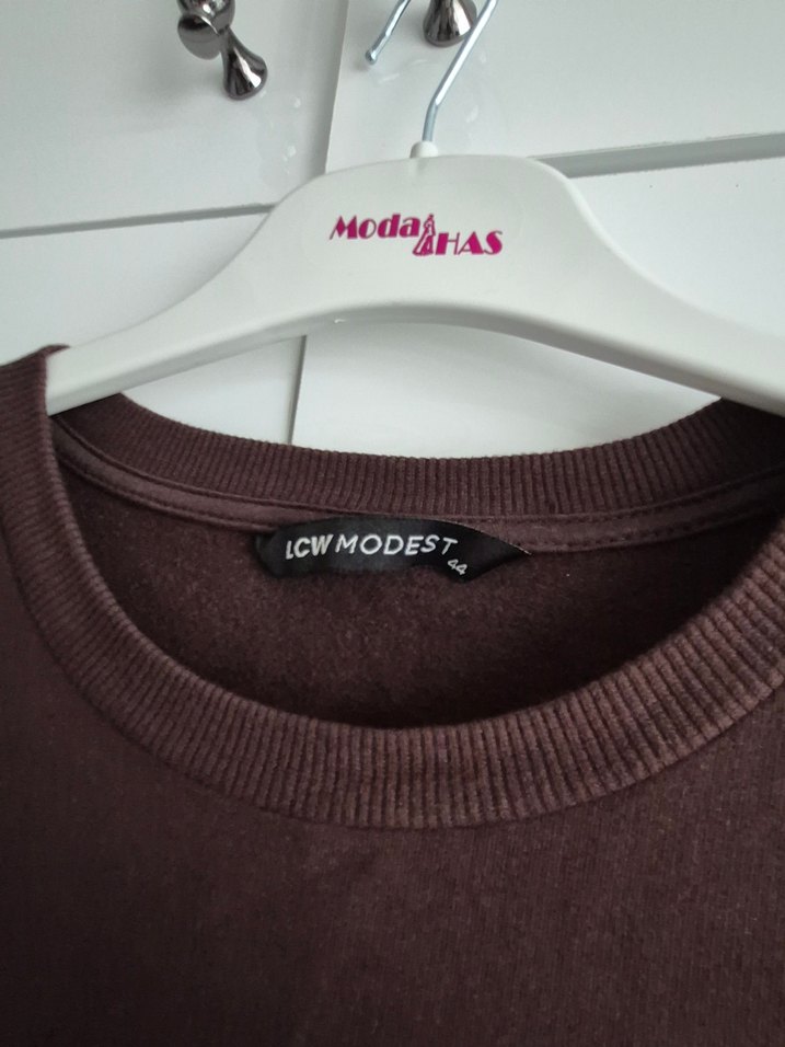 Kahverengi Uzun Kollu sweat elbise - Görsel 3