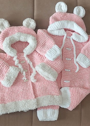 Kız Çocuk Pembe hırka ve tulum seti