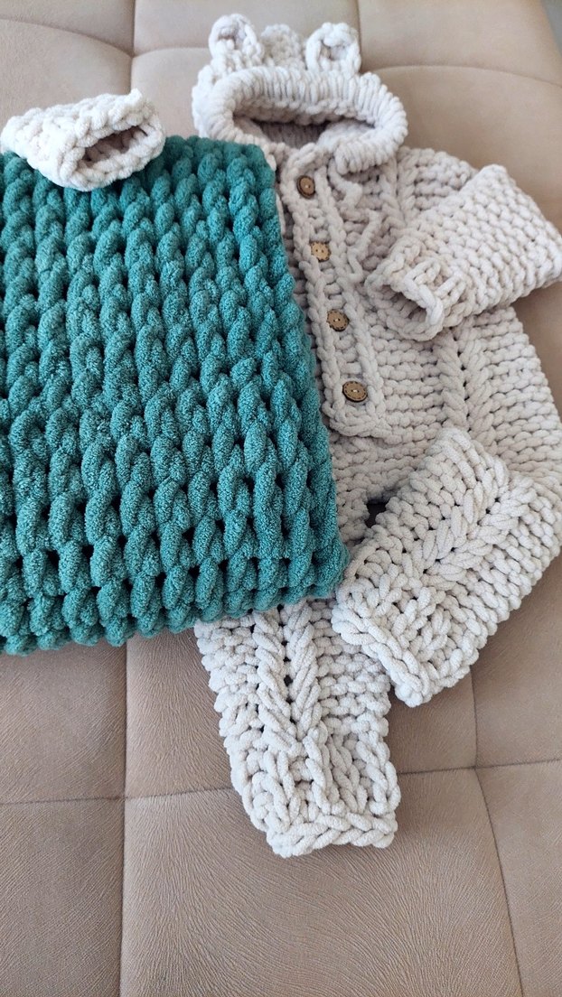 Puffy Örgü Çocuk Battaniyesi ve tulumu - Görsel 5