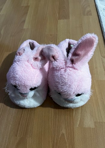 Pembe Peluş Tavşan Ev Terliği - Görsel 2