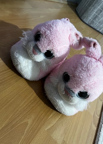 Pembe Peluş Tavşan Ev Terliği - Görsel 3