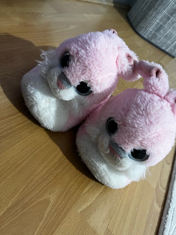 Pembe Peluş Tavşan Ev Terliği - Görsel 3