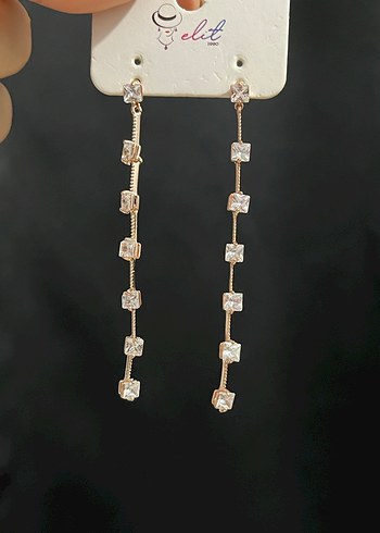 Zincir Detaylı Uzun Gold Kadın Küpe - Görsel 2