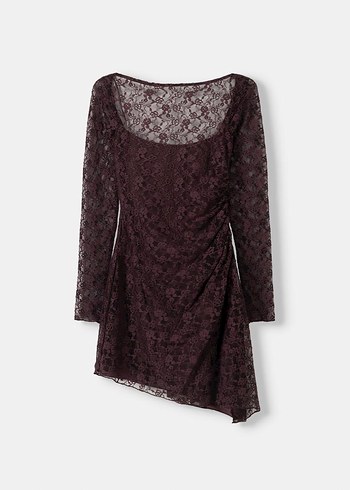 Bershka dantel uzun kol mini elbise - Görsel 3