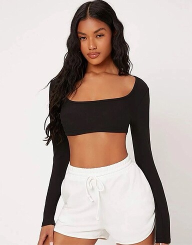 Shein basic üst crop bluz