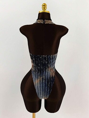 m Beden gri Renk Dekolte fitilli bodysuit