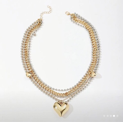 Bershka Kalpli Silver gold karışık kalp kolye