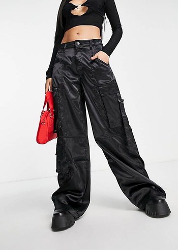 Bershka saten kargo Kemer detay pantolon - Görsel 3