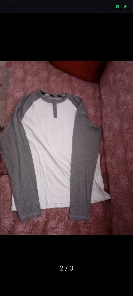 Gri-Beyaz Erkek Çocuk Uzun Kollu Tişört (erkek pijama üstü) - Görsel 3