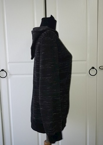 Siyah kapüşonlu sweatshirt - Görsel 6