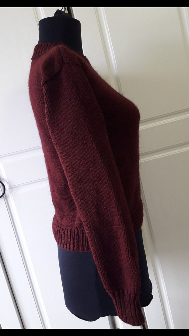 Bordo Kadın Örgü Bisiklet Yaka Kazak - Görsel 5