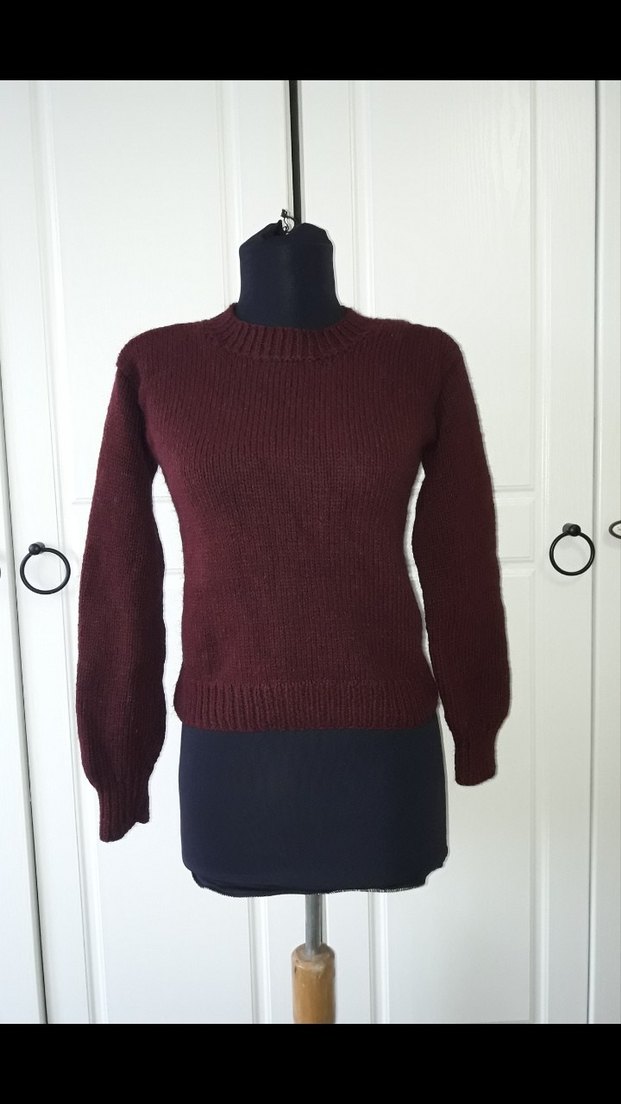 Bordo Kadın Örgü Bisiklet Yaka Kazak - Görsel 4