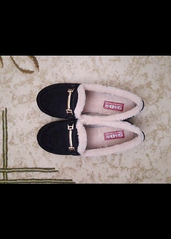 Siyah Peluş Astarlı Tokalı Kadın Babet Ev Ayakkabısı - Görsel 3