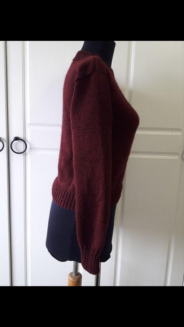 Bordo rengi el örgüsü kazak - Görsel 4