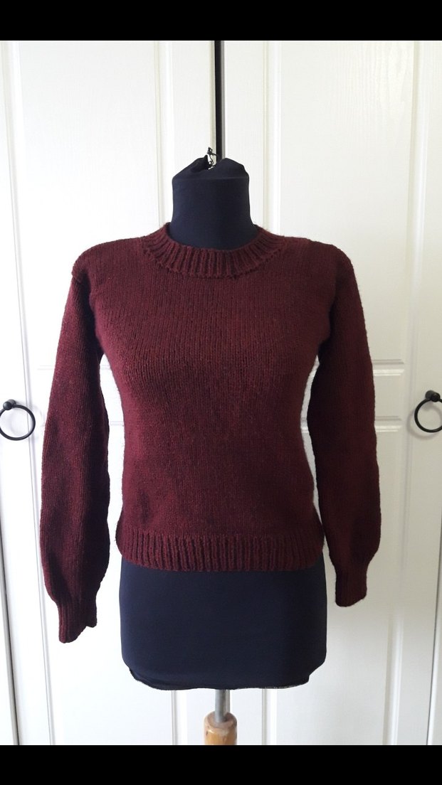 Bordo rengi el örgüsü kazak - Görsel 5