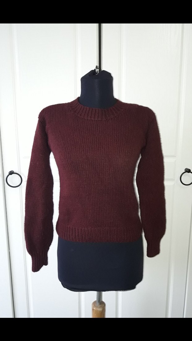 Bordo rengi el örgüsü kazak - Görsel 4