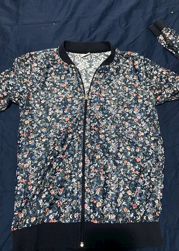 Çiçek Desenli Fermuarlı Kadın Ceket - Görsel 5