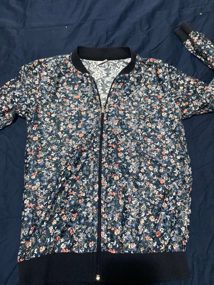 Çiçek Desenli Fermuarlı Kadın Ceket - Görsel 5