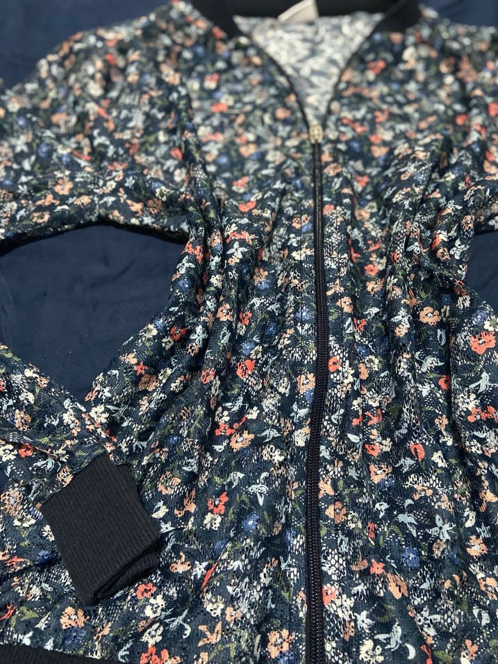 Çiçek Desenli Fermuarlı Kadın Ceket - Görsel 2