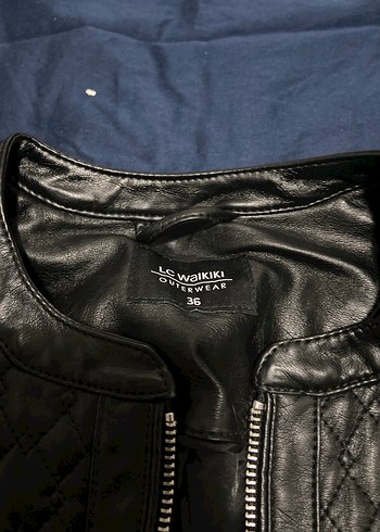 Kadın Siyah Deri Biker Ceket - Görsel 3