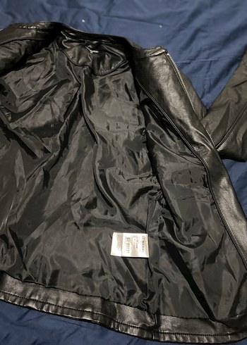 Kadın Siyah Deri Biker Ceket - Görsel 5