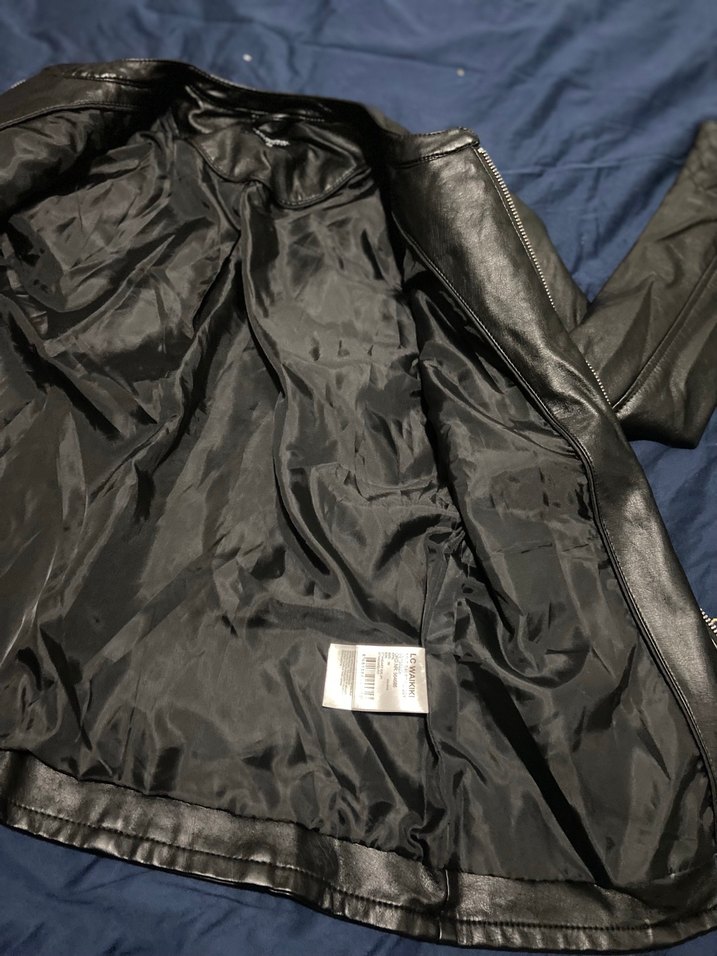 Kadın Siyah Deri Biker Ceket - Görsel 5