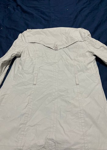 Düğmeli Beyaz Midi Kadın Trençkot - Görsel 7