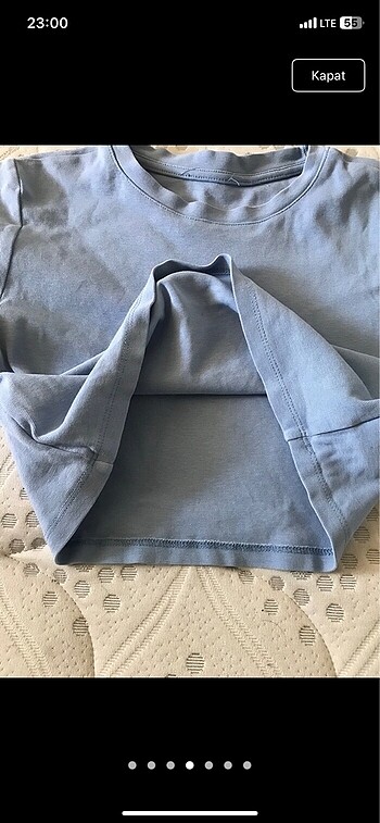 s Beden mavi Renk Basic kısa kollu crop