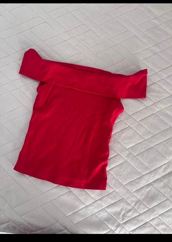 Kırmızı Mini Kayık Yaka Kısa Kollu Bluz
