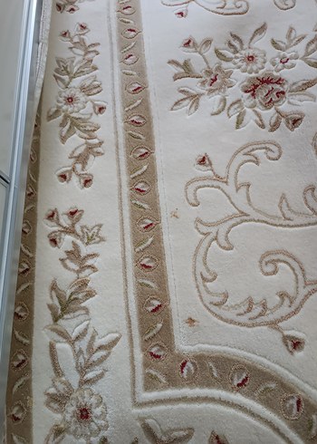 İşlemeli Beyaz Klasik Halı Merinos halı 6 metre - Görsel 4