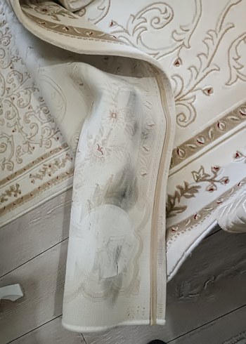 İşlemeli Beyaz Klasik Halı Merinos halı 6 metre - Görsel 5