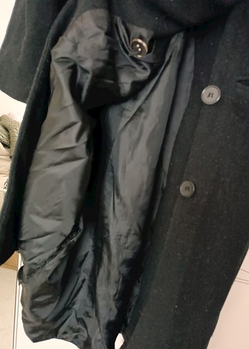 Siyah Çift Düğmeli Uzun Kaban - Görsel 5