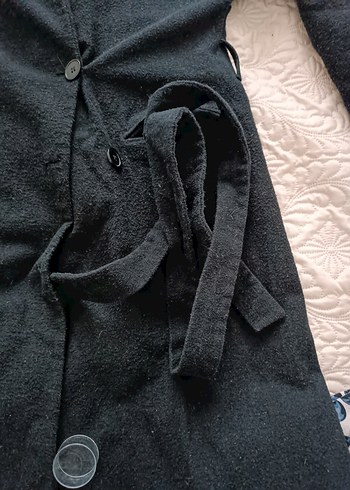 Siyah Çift Düğmeli Uzun Kaban - Görsel 8