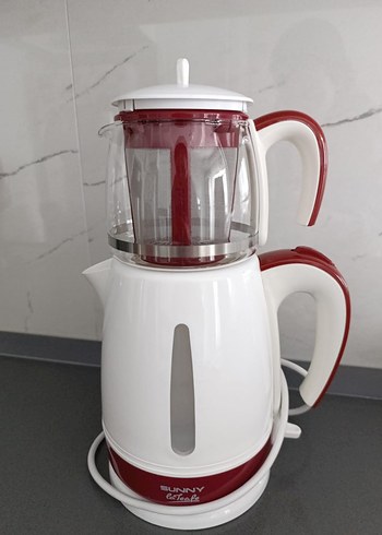 Beyaz ve Kırmızı Elektrikli Çay Makinesi - Görsel 3