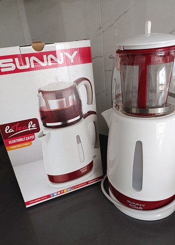 Beyaz ve Kırmızı Elektrikli Çay Makinesi - Görsel 2