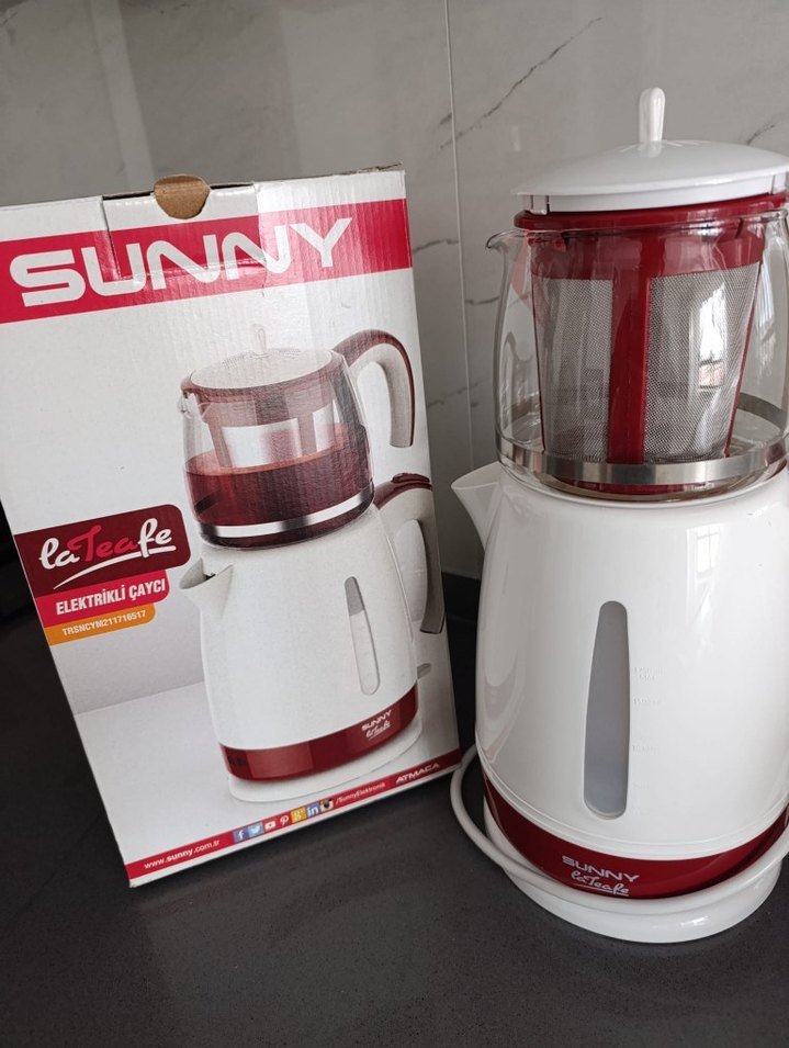 Beyaz ve Kırmızı Elektrikli Çay Makinesi - Görsel 2