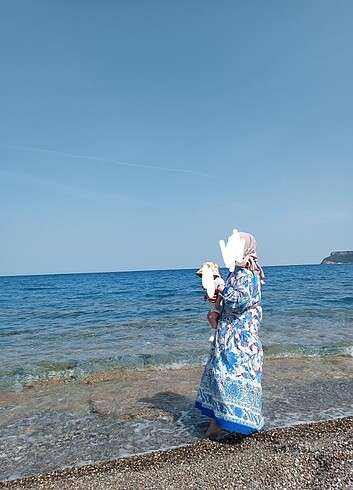 Desenli viskon elbise - Görsel 3