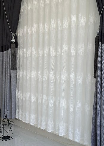 Modern Klasik Beyaz Nakışlı Tül Perde - Görsel 5