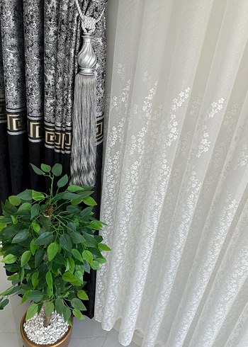 Modern Klasik Nakışlı Beyaz Perde - Görsel 6
