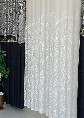 Modern Klasik Nakışlı Beyaz Perde - Görsel 5