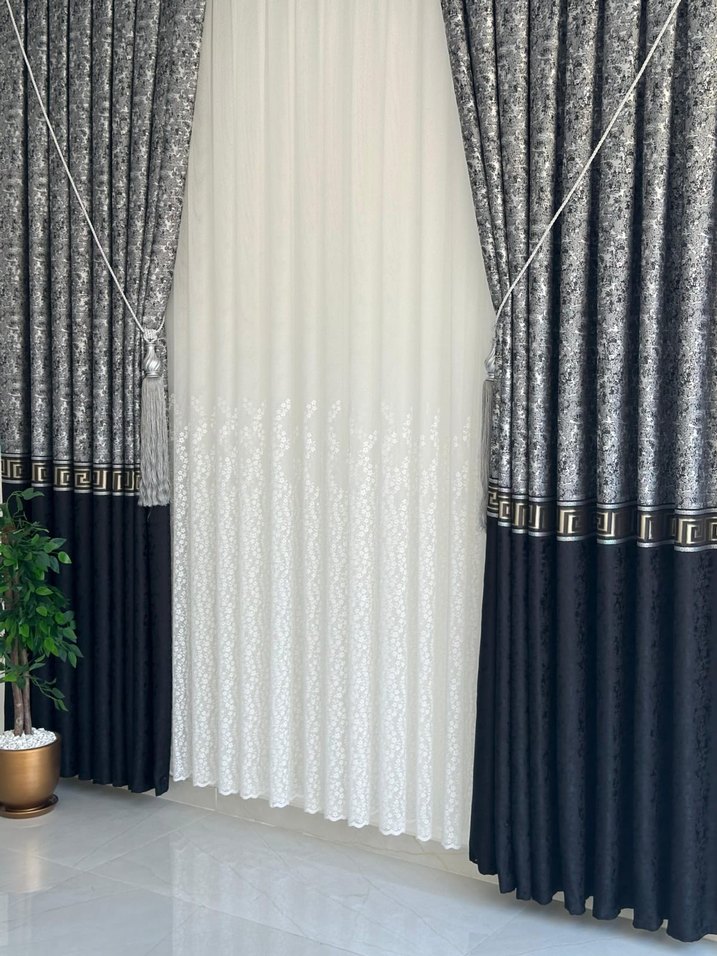 Modern Klasik Nakışlı Beyaz Perde - Görsel 4