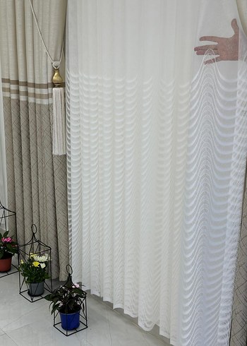 Modern Klasik Beyaz Nakışlı Tül Perde - Görsel 4