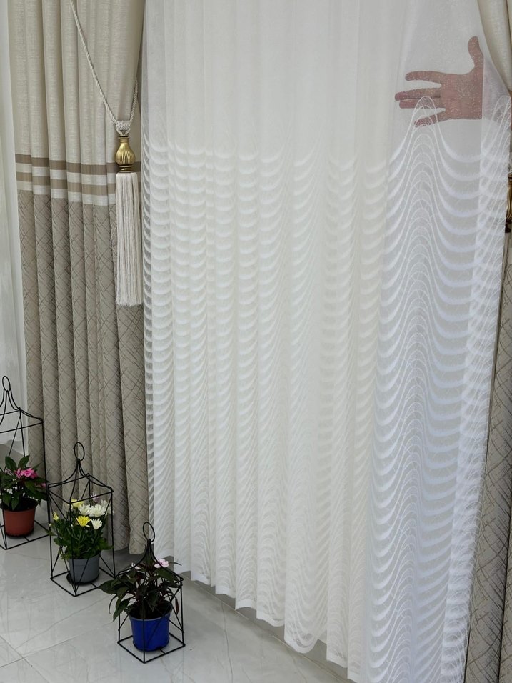 Modern Klasik Beyaz Nakışlı Tül Perde - Görsel 4