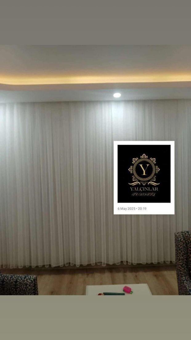 Modern Klasik Beyaz Desenli Tül Perde - Görsel 2