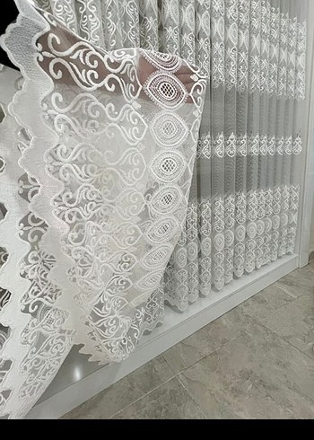 Geleneksel Nakışlı Beyaz Perde - Görsel 2