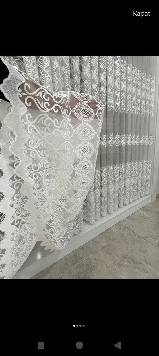 Geleneksel Nakışlı Beyaz Perde - Görsel 2