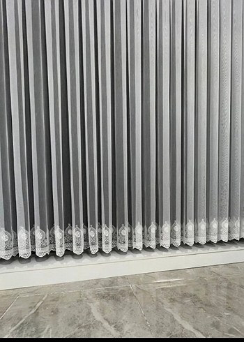 etek Nakışlı Beyaz Tül Perde - Görsel 2