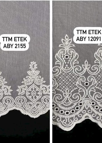 etek Nakışlı Beyaz Tül Perde - Görsel 11