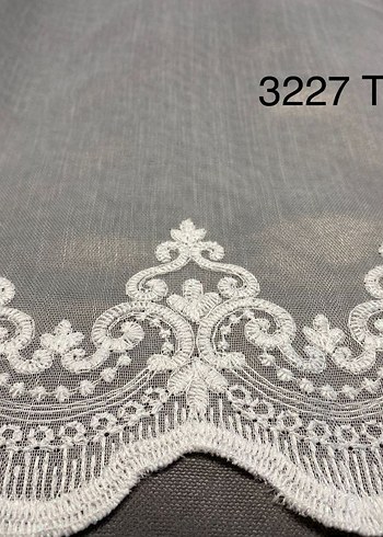 etek Nakışlı Beyaz Tül Perde - Görsel 19